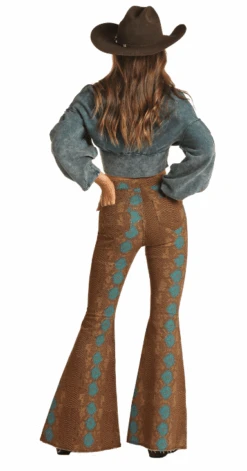 Women's Rock & Roll RRWD7PRZR4 Snake Skin Button High Rise Bell Button Jeans (SHOP IN-STORE TOO)