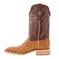 R. Watson RW4506-2 11" Antique Saddle Bruciato Full Quill Ostrich W/Laguna Cognac Cowhide Top Wide Square Toe 8 R. Watson RW4506-2 11" Antique Saddle Bruciato Full Quill Ostrich W/Laguna Cognac Cowhide Top Wide Square Toe -Western Cowboy Clothing RW4506 2 S 1