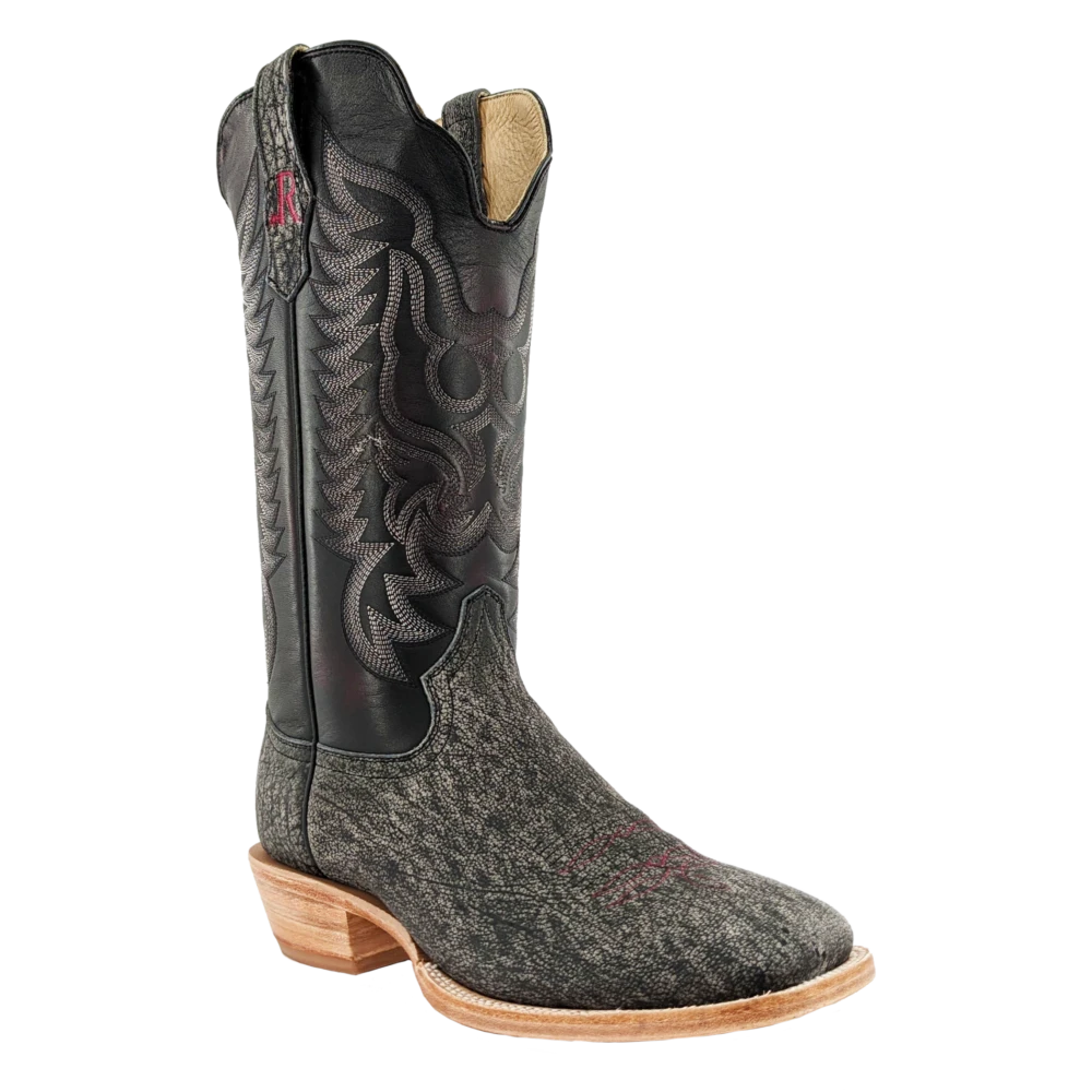 R. Watson RW7100-2 13" Smoke Grey African Cape Buffalo/Dark Cherry Brush Off Goat Top Wide Square Toe 3 R. Watson RW7100-2 13" Smoke Grey African Cape Buffalo/Dark Cherry Brush Off Goat Top Wide Square Toe
