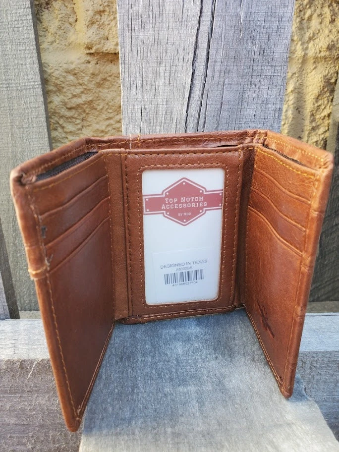 Top Notch Accessories A6002BR Brown Alligator Print W/Praying Cowboy Concho Tri-Fold Wallet 4 Top Notch Accessories A6002BR Brown Alligator Print W/Praying Cowboy Concho Tri-Fold Wallet - Image 2