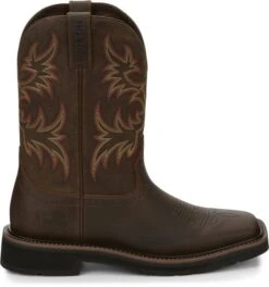 Justin Boots Justin SE4681 Men's Driller Brown Square Toe Work Boot -Western Cowboy Clothing SE4681 617x563 Profile