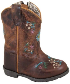 Toddler Smoky Mountain 3831T Florence Brown Floral Design Round Toe With Zipper Boot (SHOP IN-STORE TOO)