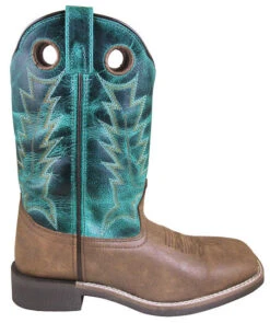 Women's Smoky Mountain 6223 10" Tracie Tan With Turquoise Top Wide Square Toe Boot