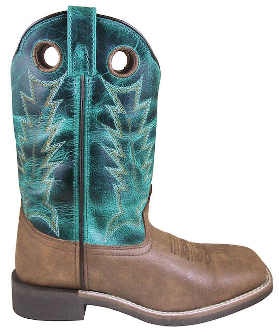 Women's Smoky Mountain 6223 10" Tracie Tan With Turquoise Top Wide Square Toe Boot 3 Women's Smoky Mountain 6223 10" Tracie Tan With Turquoise Top Wide Square Toe Boot