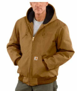 Carhartt J140-BRN Carhartt Brown Duck Quilted Flannel-Lined Active Jacket (Up To 4XL)