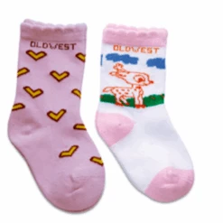 Old West C10004 Girls Socks Multi (2 Pack With One Of Each Design Pictured)