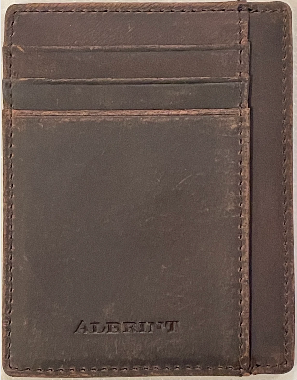 Albrint PF02 Dark Brown Crazy Horse Leather Front Pocket Wallet 3 Albrint PF02 Dark Brown Crazy Horse Leather Front Pocket Wallet
