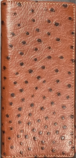 Top Notch Accessories 117BR Brown Full Quill Ostrich Print Wallet