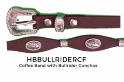 Top Notch Accessories HBBULLRIDERCF Coffee Bullrider Hat Band Coffee Band With Bullrider Conchos