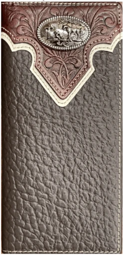 Top Notch Accessories HF102CF Coffee Floral Embossed W/Praying Cowboy Concho Wallet