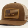 Ariat A300008902 Men's Brown R112 Oilskin USA Flag Leather Patch Cap -Western Cowboy Clothing ScreenShot2021 11 27at9.47.06PM