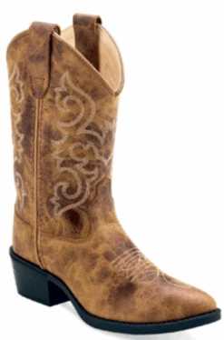 Children's Old West 8175 Burnt Tan J Toe