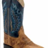 Children's Old West BSC1960 Burnt Brown W/Cactus Navy Top Wide Square Toe Boot -Western Cowboy Clothing ScreenShot2022 06 22at9.27.08PM