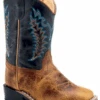 Infant Old West BSI1960 Burnt Brown/Cactus Navy Top Wide Square Toe Boot