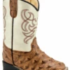 Infant Old West VB1074 Brown Full Quill Ostrich Print/White Top Wide Square Toe Boot 2 Infant Old West VB1074 Brown Full Quill Ostrich Print/White Top Wide Square Toe Boot -Western Cowboy Clothing ScreenShot2022 06 22at9.40.44PM
