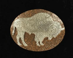 NOCONA 37712 OVAL COPPER BELT BUCKLE WITH SILVER BUFFALO