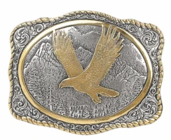 Nocona Crumrine 38046 Antique Silver/Gold Rectangle Flying Eagle Belt Buckle