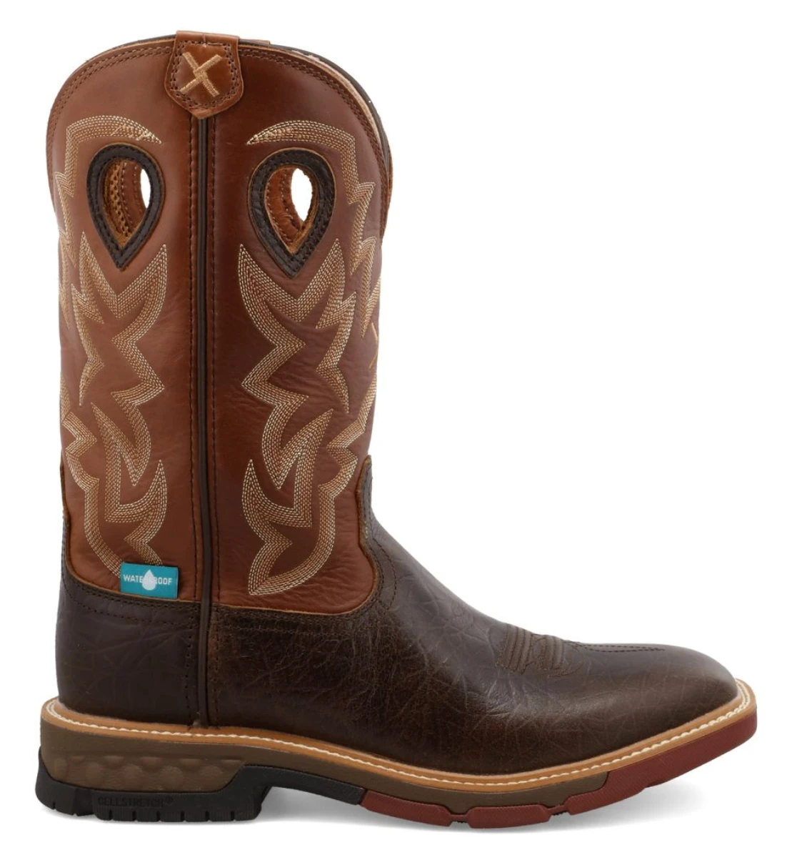 Twisted X MXBW002 Men's 12" Smokey Chocolate & Spice Waterproof Western With CellStretch® Work Boot 4 Twisted X MXBW002 Men's 12" Smokey Chocolate & Spice Waterproof Western With CellStretch® Work Boot - Image 2