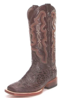 Women's Tanner Mark TML201759 Brown Hand Tooled Wide Square Toe Boot (SHOP IN-STORE) -Western Cowboy Clothing TML201759 1