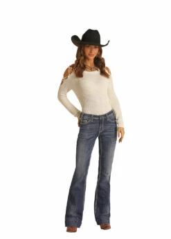 Women's Panhandle Rock & Roll W8M9516 Mid Rise Trouser Jean -Western Cowboy Clothing W8M9516