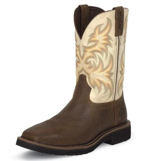 Justin WK4683 11" Copper Kettle Cowhide With Titanium White Top Wide Square Toe 3 Justin WK4683 11" Copper Kettle Cowhide With Titanium White Top Wide Square Toe