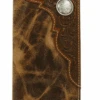 Ariat A3532208 Brown Tall Checkbook Wallet With Tooled Leather And Silver Concho -Western Cowboy Clothing a