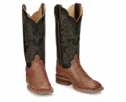 Women's Justin JE701 12” Cognac Smooth Ostrich Medium Square Toe (Limited Edition) SALE BOOT
