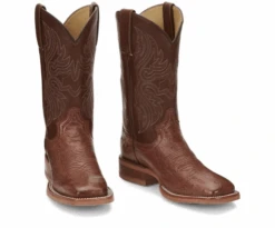 Women's Justin JE703 11” Antique Brown Smooth Ostrich Wide Square Toe (Limited Edition) SALE BOOT