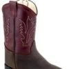 Infant Old West BSI1889 Chocolate W/Burgundy Top Wide Square Toe Boot -Western Cowboy Clothing bsi1889