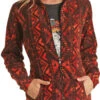 Women's Powder River By Panhandle PRWO92RZXZ-RD Red Aztec Print Fleece Front Zip Jacket -Western Cowboy Clothing ecPRWO92RZXZ 60 37139