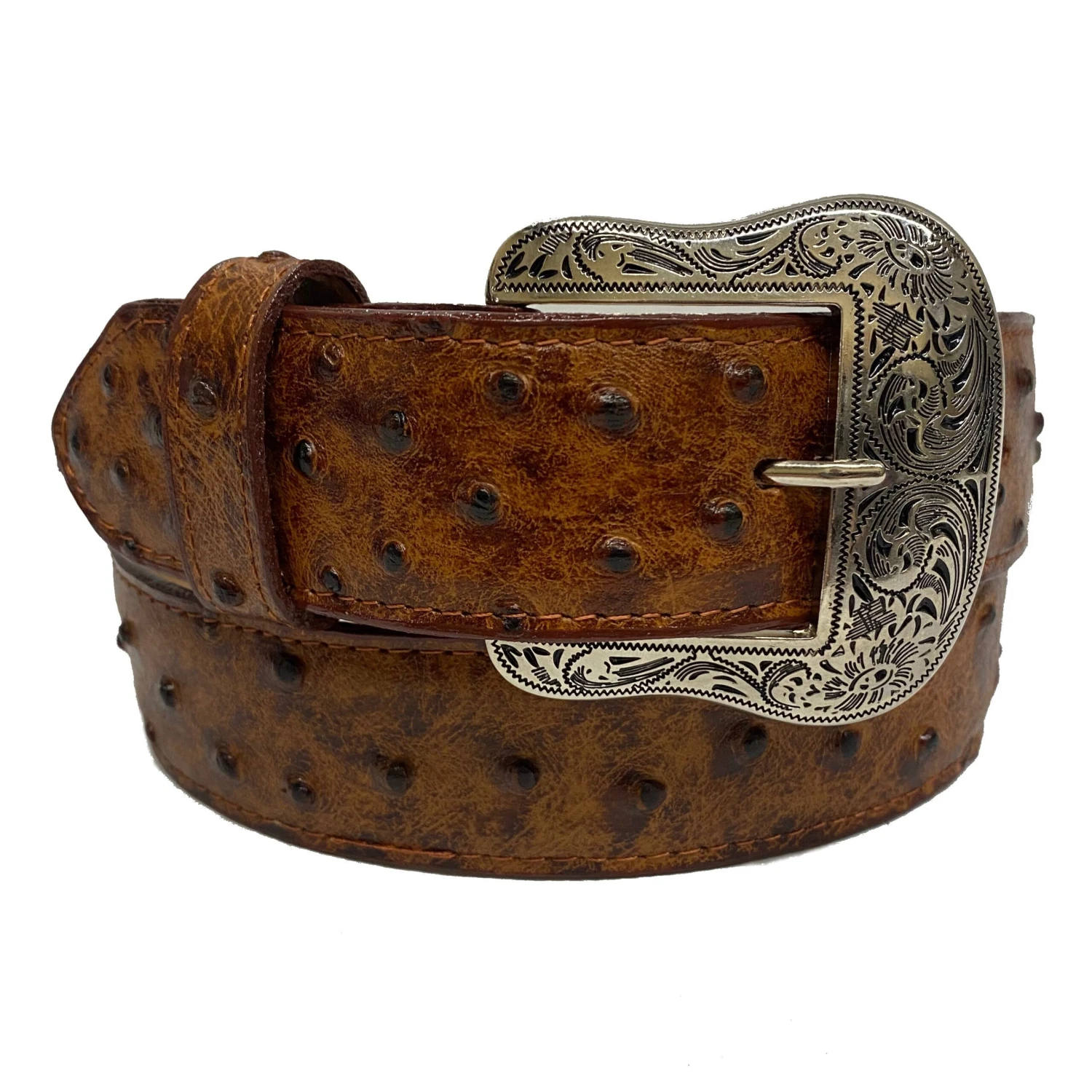 Cowtown H6064 Cognac Full Quill Ostrich Print Belt 3 Cowtown H6064 Cognac Full Quill Ostrich Print Belt