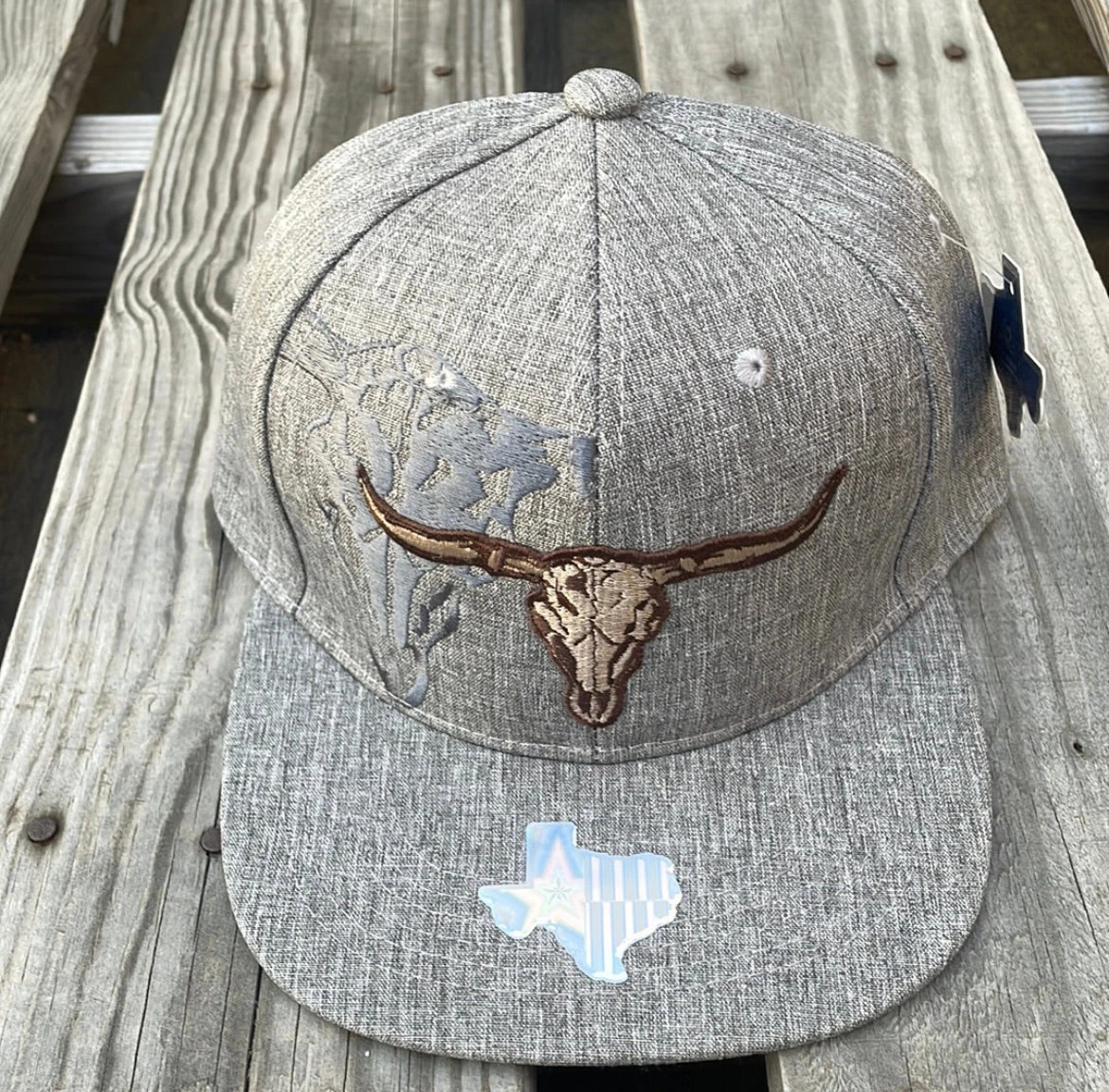 Longhorn Big Shadow Heather Grey Snap Back Cap 3 Longhorn Big Shadow Heather Grey Snap Back Cap