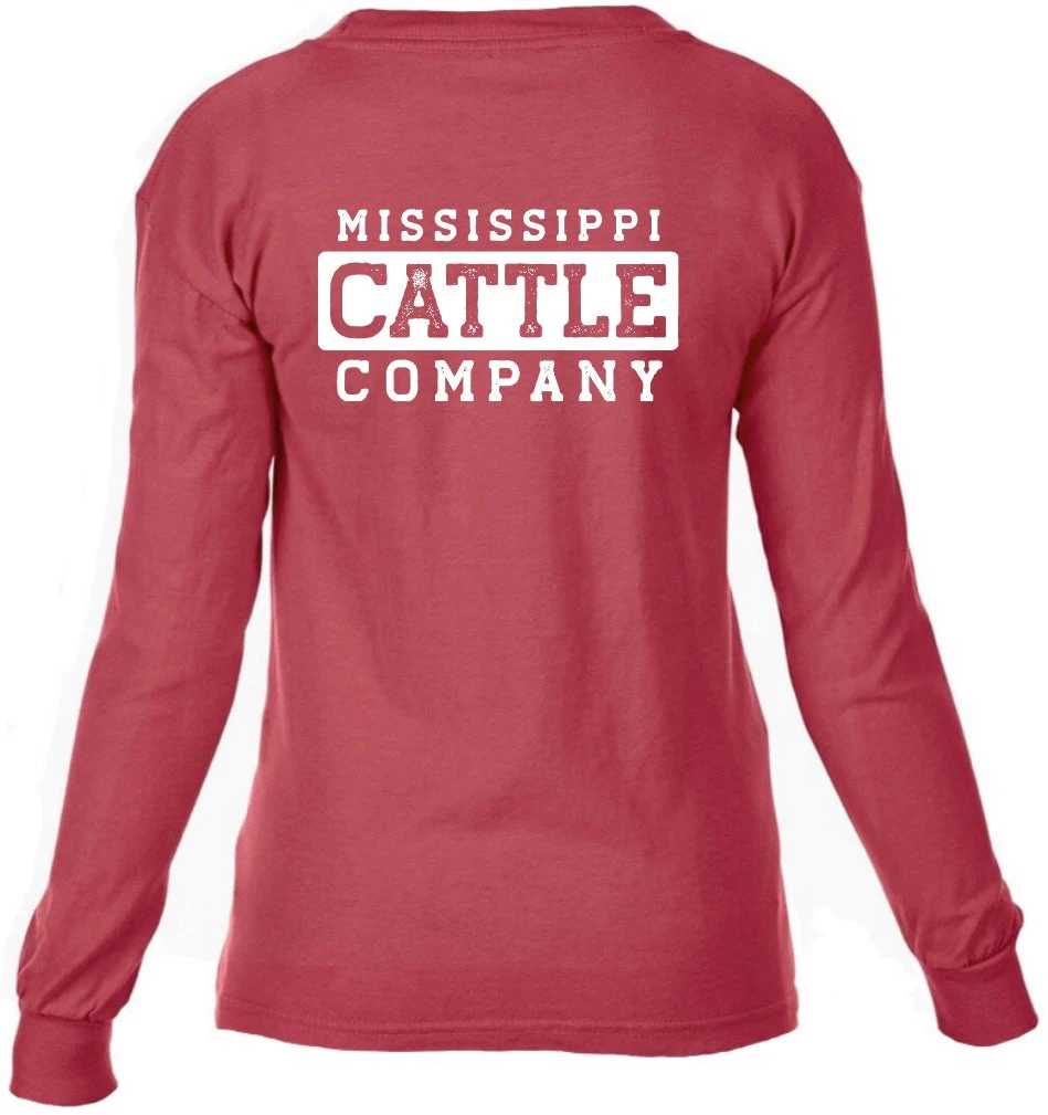 Youth YTHMSCATTLELS-1 Mississippi Cattle Company Crimson Long Sleeve Comfort Color T-Shirt 3 Youth YTHMSCATTLELS-1 Mississippi Cattle Company Crimson Long Sleeve Comfort Color T-Shirt