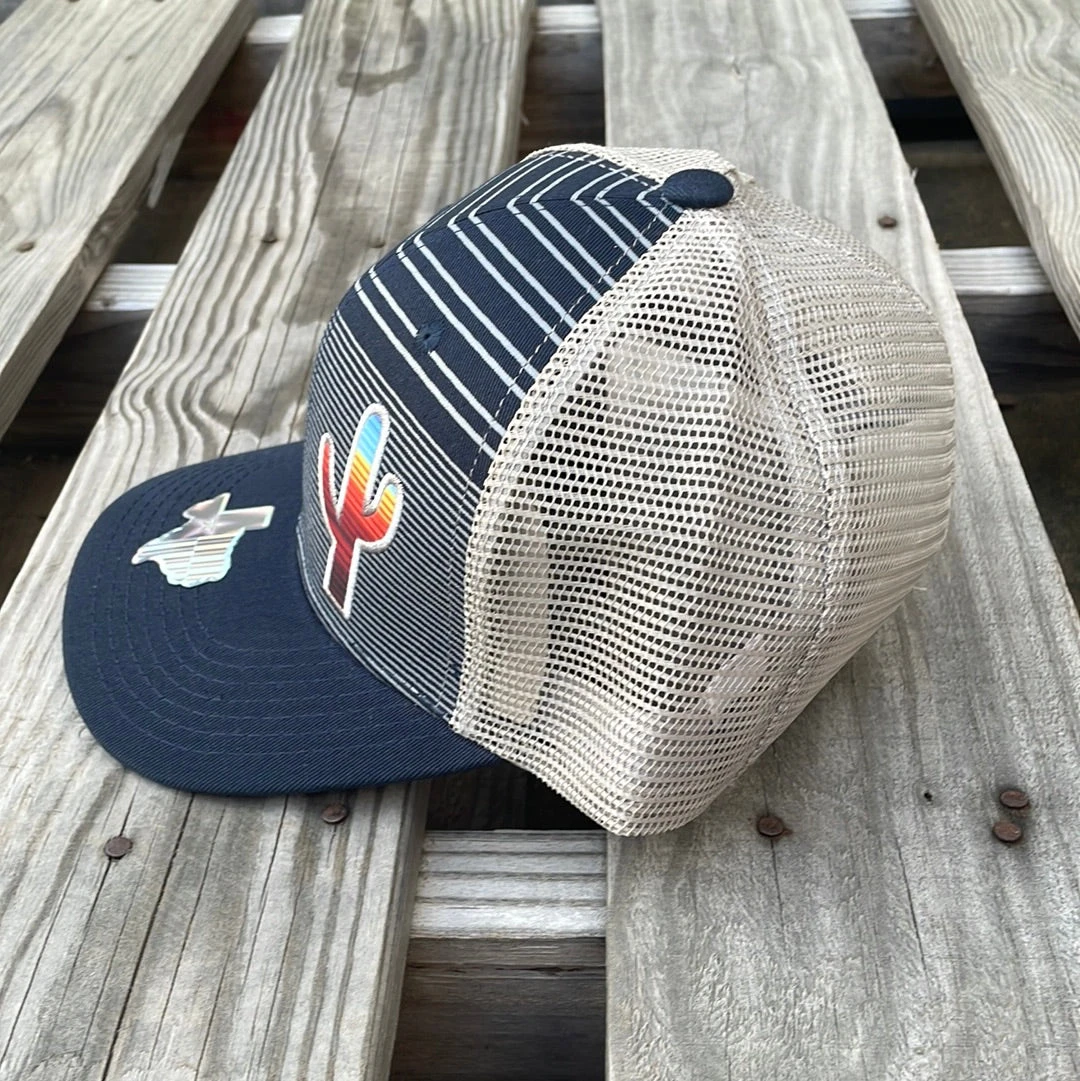 Cambridge Serape Cactus Stripes Navy/Grey Snap Back Trucker Cap 5 Cambridge Serape Cactus Stripes Navy/Grey Snap Back Trucker Cap - Image 3