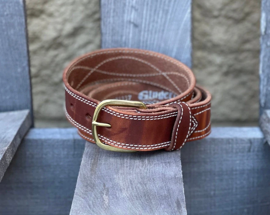 Gingerich Leather® 8019-37 Men's 1 1/2" American Made Sedona Hot Dipped Brown Figure 8 Stitched Leather Work Belt 3 Gingerich Leather® 8019-37 Men's 1 1/2" American Made Sedona Hot Dipped Brown Figure 8 Stitched Leather Work Belt