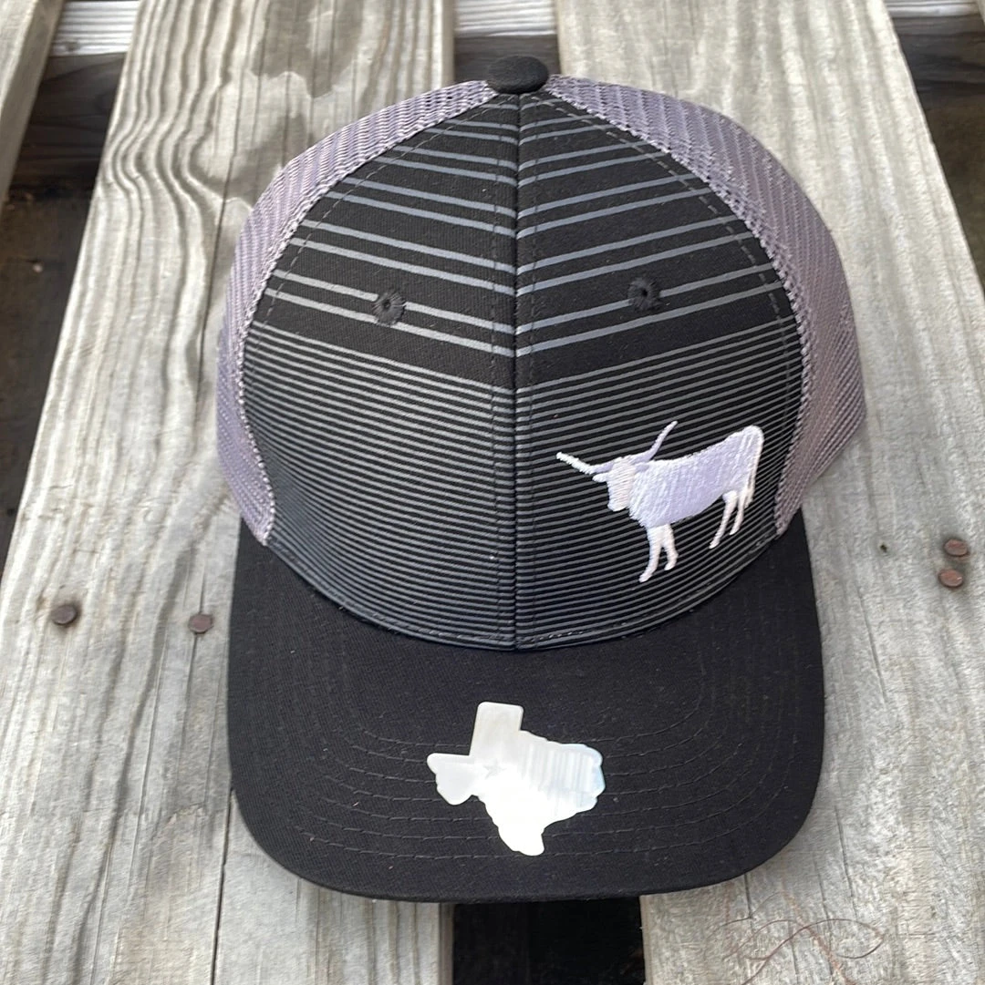 Cambridge Longhorn Stripes Black/Grey Snap Back Trucker Cap 3 Cambridge Longhorn Stripes Black/Grey Snap Back Trucker Cap