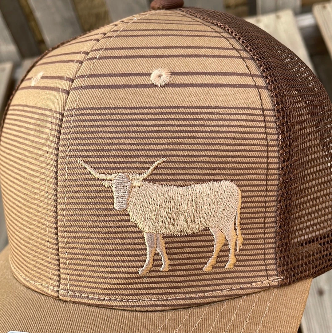 Cambridge Longhorn Stripes Khaki/Brown Snap Back Trucker Cap 4 Cambridge Longhorn Stripes Khaki/Brown Snap Back Trucker Cap - Image 2