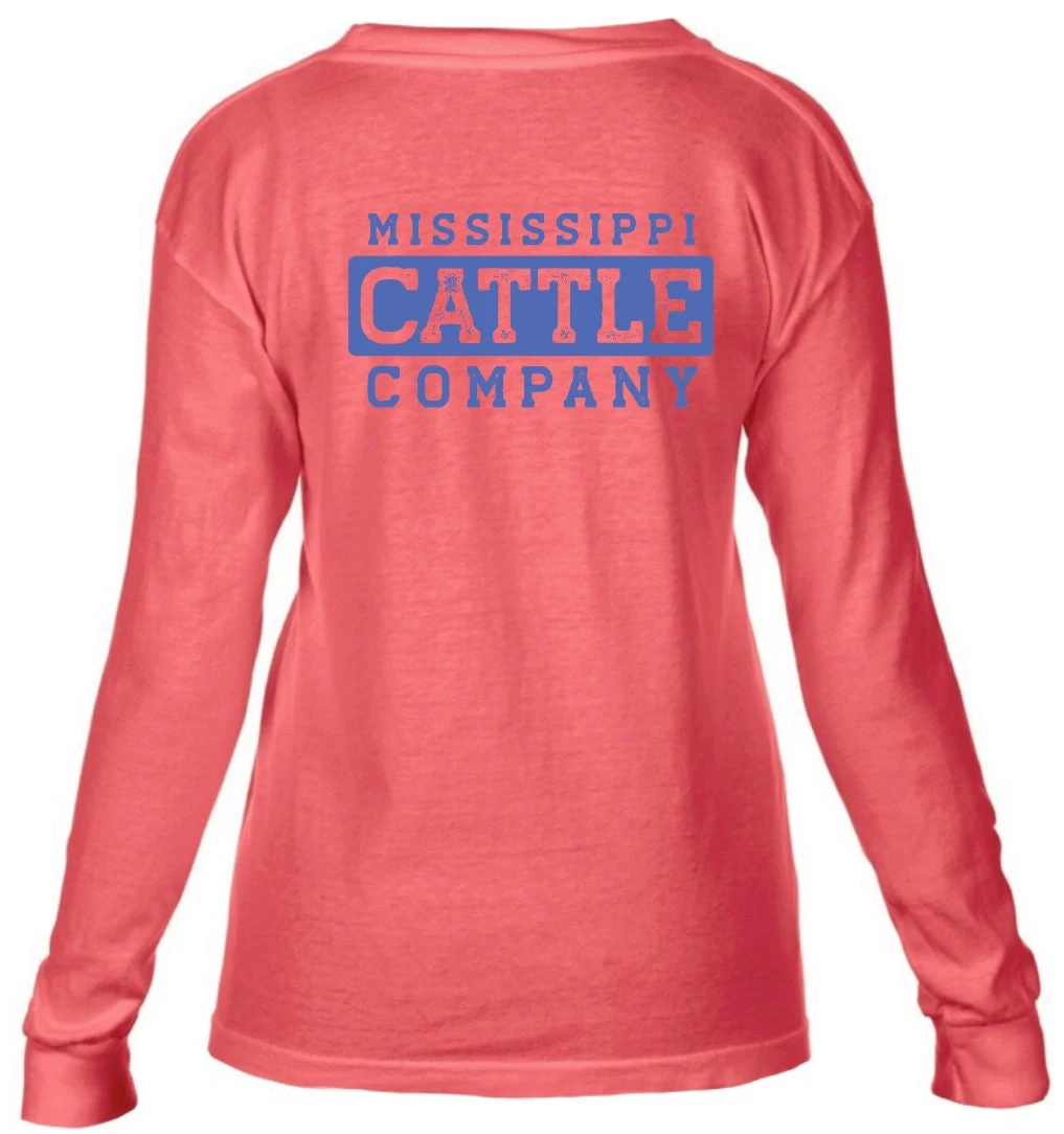 Youth YTHMSCATTLELS-3 Mississippi Cattle Company Neon Orange Long Sleeve Comfort Color T-Shirt 3 Youth YTHMSCATTLELS-3 Mississippi Cattle Company Neon Orange Long Sleeve Comfort Color T-Shirt
