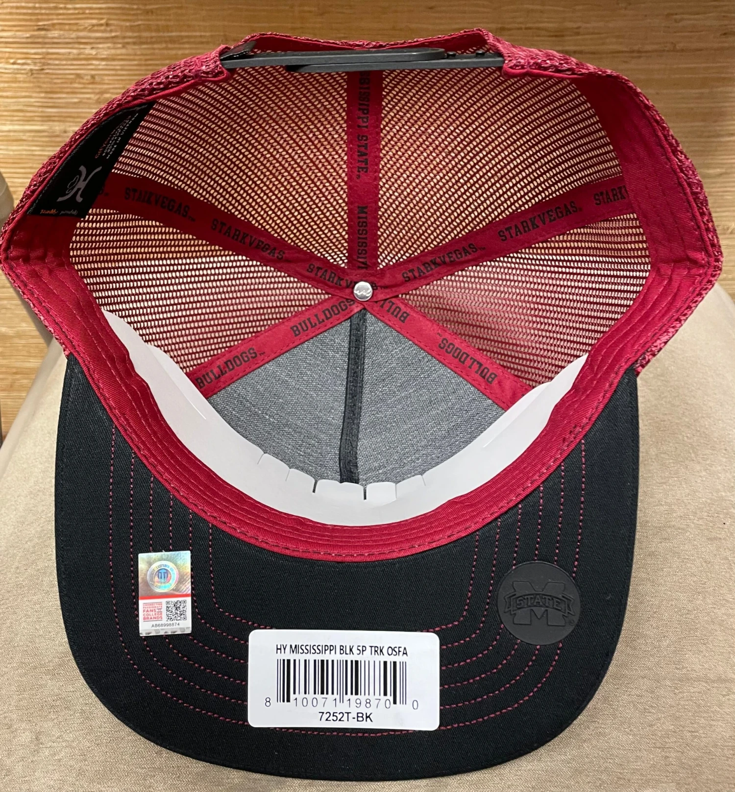 Hooey "7252T-BK" Mississippi State "Hail State" Patch Black/Maroon Snap Back Cap 5 Hooey "7252T-BK" Mississippi State "Hail State" Patch Black/Maroon Snap Back Cap - Image 3