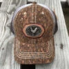 Rooster Metal Concho Brown Cork Snap Back Trucker Cap
