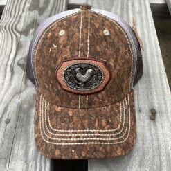Rooster Metal Concho Brown Cork Snap Back Trucker Cap