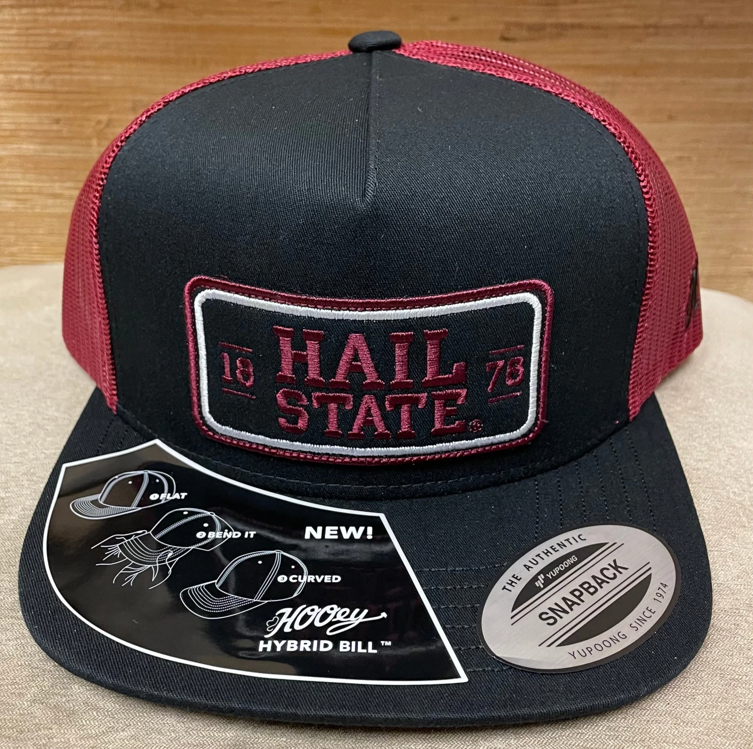 Hooey "7252T-BK" Mississippi State "Hail State" Patch Black/Maroon Snap Back Cap 3 Hooey "7252T-BK" Mississippi State "Hail State" Patch Black/Maroon Snap Back Cap