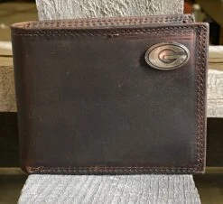 Zep-Pro IWT1CRZH-UGA University Of Georgia Bulldogs Brown “Crazy Horse” Leather Bi-fold Wallet