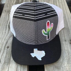 Cambridge Serape Cactus Stripes Black/White Snap Back Trucker Cap