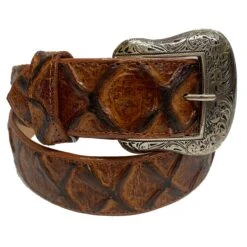 Cowtown H156 Cognac Big Bass Print Belt