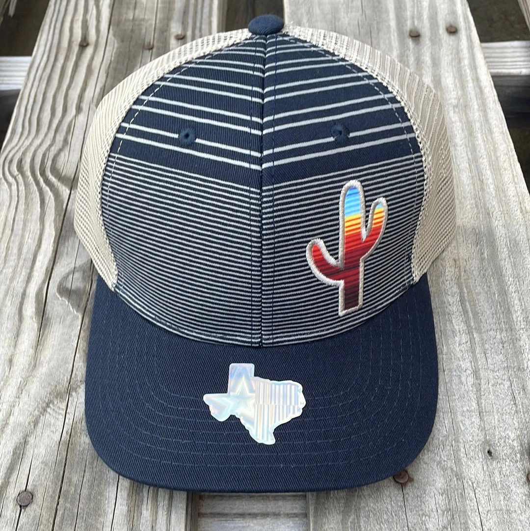 Cambridge Serape Cactus Stripes Navy/Grey Snap Back Trucker Cap 3 Cambridge Serape Cactus Stripes Navy/Grey Snap Back Trucker Cap