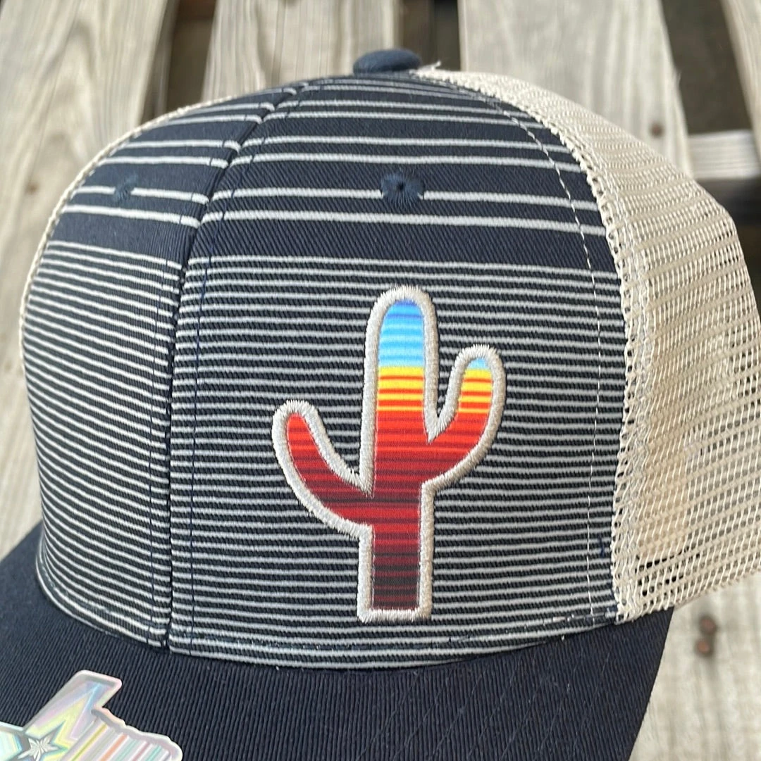 Cambridge Serape Cactus Stripes Navy/Grey Snap Back Trucker Cap 4 Cambridge Serape Cactus Stripes Navy/Grey Snap Back Trucker Cap - Image 2