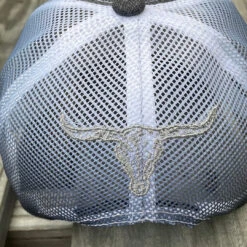 3D Longhorn Grey Snap Back Trucker Cap -Western Cowboy Clothing image fd9832d8 d6ec 48c4 96d1 e6d1088cf563
