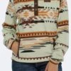 Women's Cinch MAK9820010 Green Aztec Print Polar Fleece Pullover (SHOP IN-STORES TOO) -Western Cowboy Clothing mak9820010 1