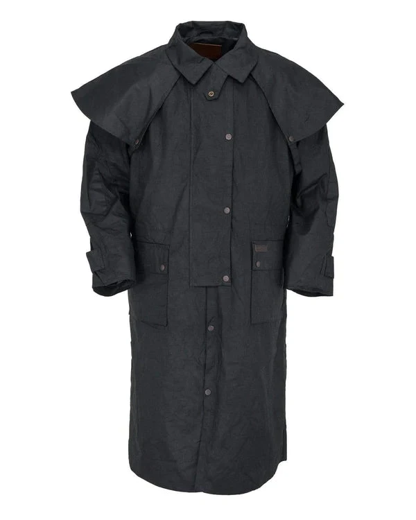 Men's Outback Trading Co 2042-BLK Long Black Low Rider Oilskin Duster Coat 3 Men's Outback Trading Co 2042-BLK Long Black Low Rider Oilskin Duster Coat